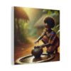 Child with Traditional African Water Pot Matte Canvas Print